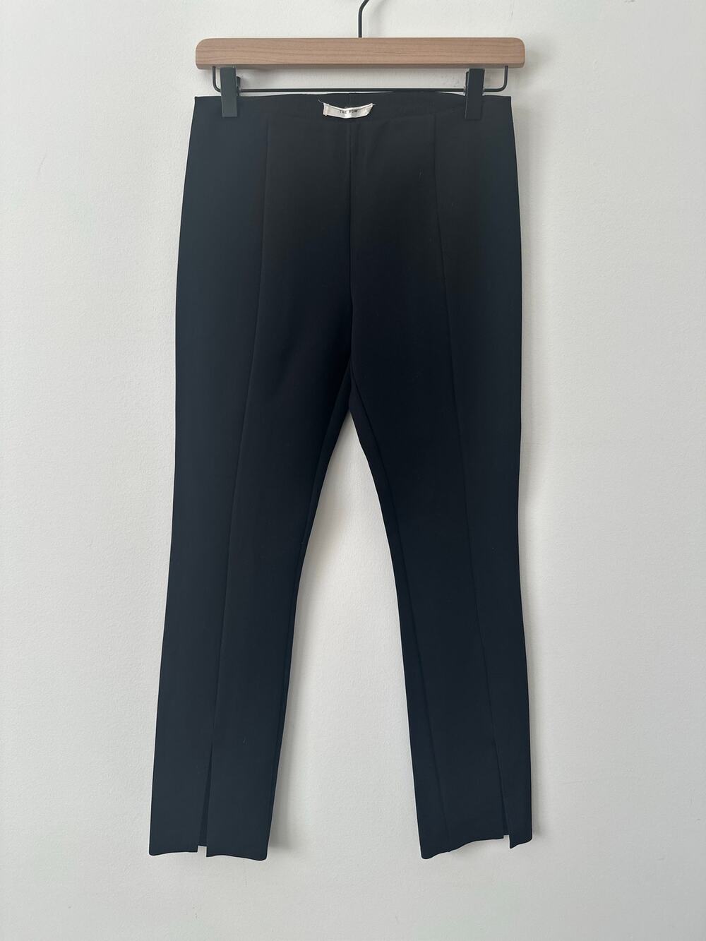 The Row Slim Leg Cropped Slit Pants Women's W28 Black Stretch Luxury Designer